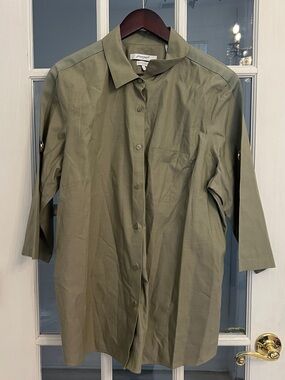 FOXCROFT Women’s Heritage Non-Iron Olive Green Cotton Button Shirt Plus 16W